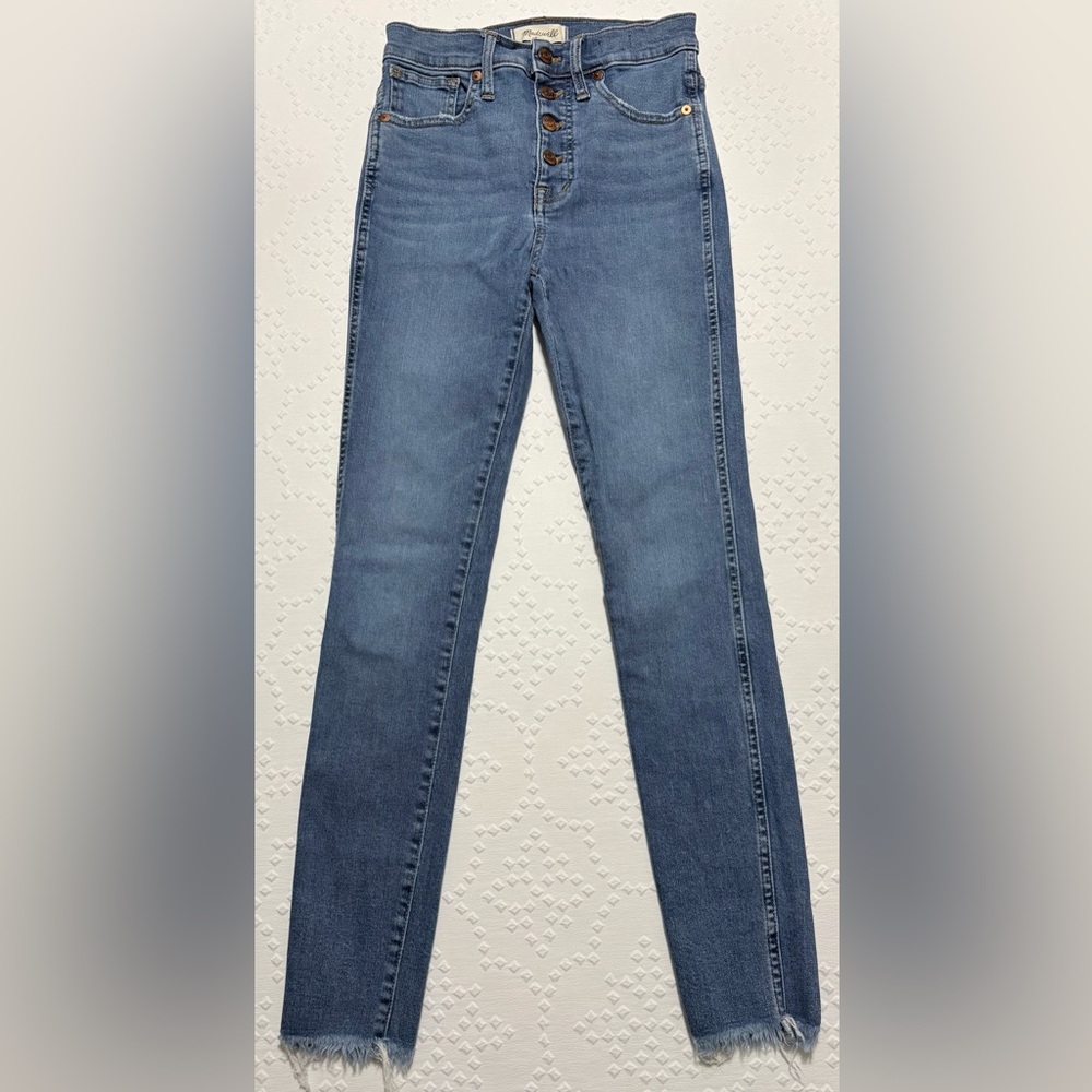Madewell 10” High Rise Skinny Jeans Womens 25 Button Fly Raw Hem Blue